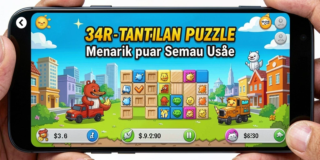 Tampilan utama gameplay 34R dengan berbagai teka-teki menarik.