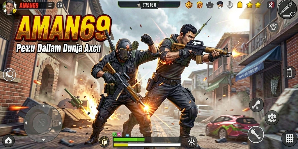 Tangkapan layar utama AMAN69 menampilkan aksi seru dalam gameplay.