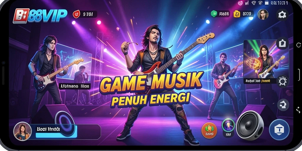 Screenshot B8VIP menunjukkan gameplay yang menarik dengan alat musik virtual.