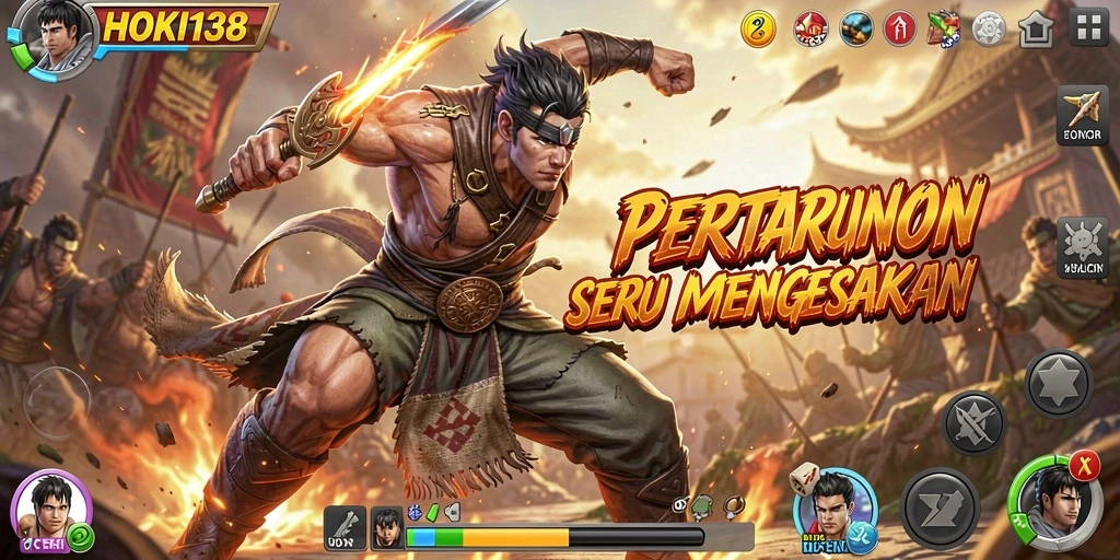 Screenshot dari gameplay seru HOKI138 menampilkan karakter bertarung.