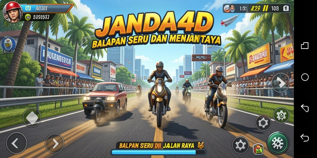 Gameplay seru JANDA4D dengan grafik balapan yang menakjubkan.