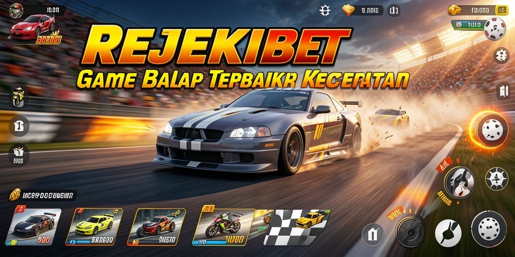 Screenshot gameplay REJEKIBET menampilkan aksi balapan yang mendebarkan.