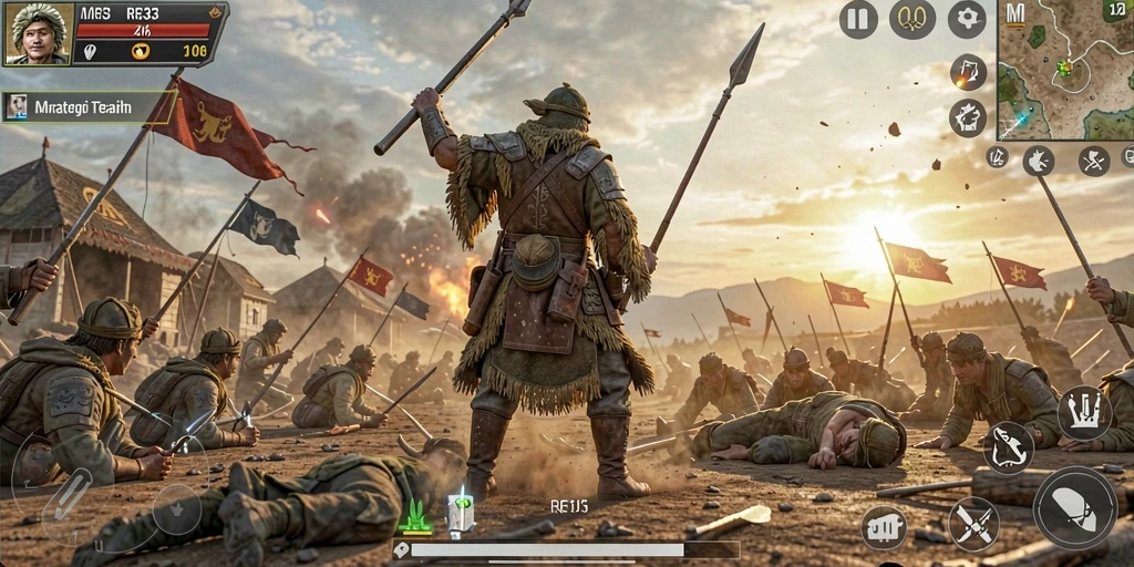 Tampilan gameplay strategis yang mendebarkan dan penuh aksi.