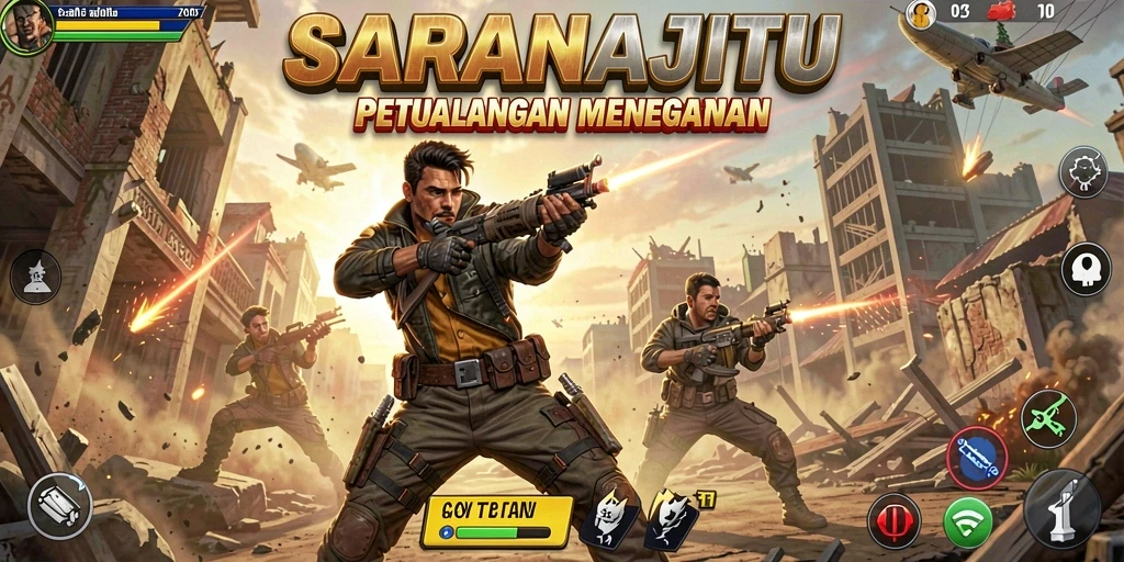 Tampilan gameplay SARANAJITU yang penuh aksi seru.