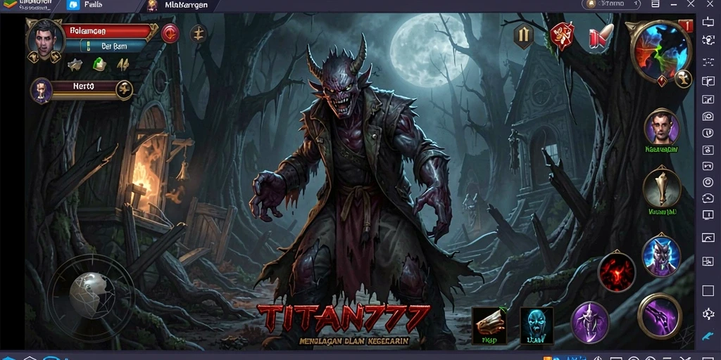 Screenshot gameplay menegangkan di TITAN777 dengan makhluk mengerikan.
