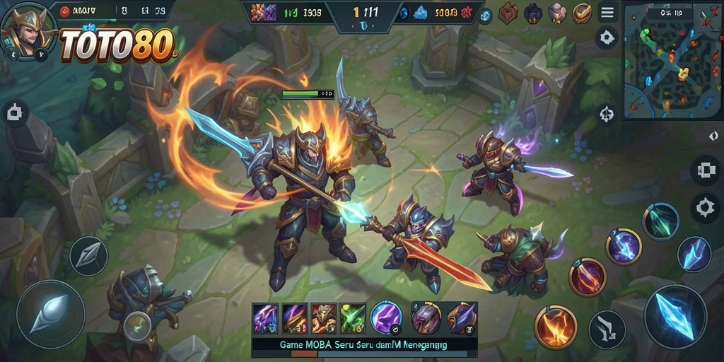 Gameplay seru TOTO80 dalam aksi pertempuran MOBA.