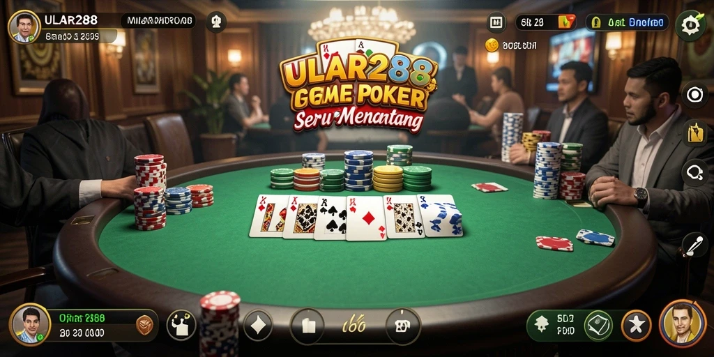 Tampilan gameplay poker yang mendebarkan di ULAR288.